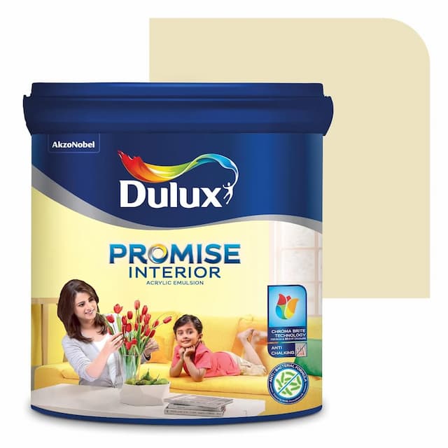 Dulux Promise Interior Emulsion Paint (4L, Apple White) | Brighter & Longer-Lasting Colors | Rich Finish | Chroma Brite Technology | Anti-Chalk | Water-Based Acrylic Paint