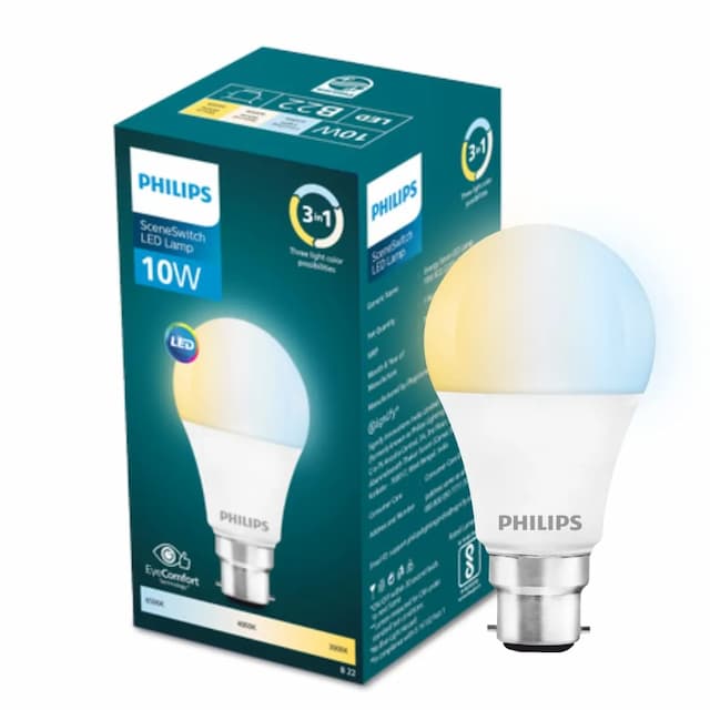 PHILIPS 10-watt LED Bulb | 3 Colors in 1 LED Bulb | Scene Switch Bulb for Home & Decoration | Color: Tunable White, Pack of 1 Scene Switch Bulb|10W 1 Tunable White