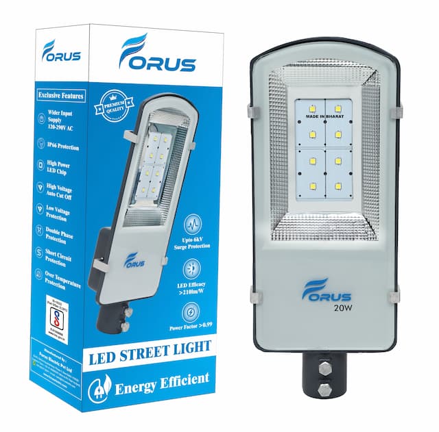 Forus LED Street Light 20W Waterproof 10 Years Warranty, Cool White Excellent Quality Street Light 20 Watt LED for Home, Street Lights Outdoor, Street Lamp, LED Street Road Lights 1Pc