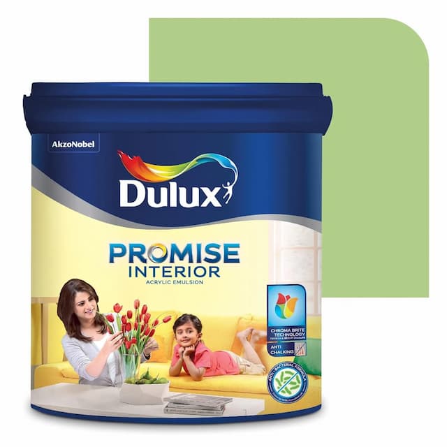 Dulux Promise Interior Emulsion Paint (1L, Glass Green) | Brighter & Longer-Lasting Colors | Rich Finish | Chroma Brite Technology | Anti-Chalk | Water-Based Acrylic Paint