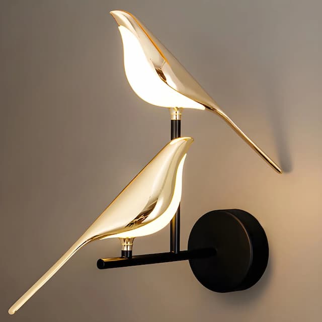 GIGAWATTS Sparrow Wall Light Gold Plating Decorative Lamp Interior Bird Sconce LED for Indoor Outdoor Bedroom Living & Drawing Room Lobby (Pack of 1, Warm White)