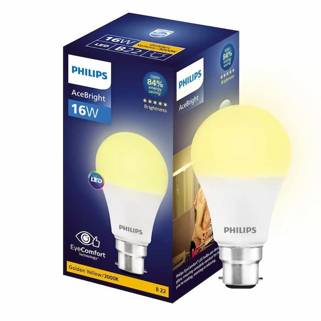 PHILIPS 16-watt LED Bulb |AceBright High Wattage LED Bulb|Base: B22 Light Bulb for Home | Warm White, Pack of 1 16W | B22 Warm White Pack of 1