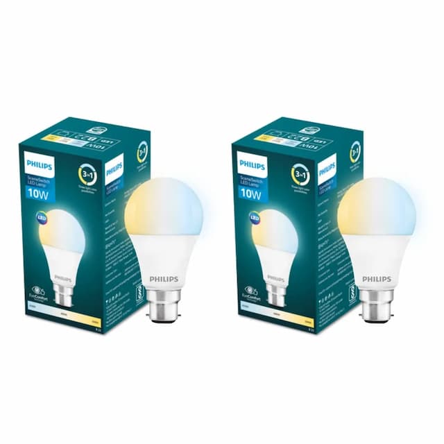 PHILIPS 10-watt LED Bulb | 3 Colors in 1 LED Bulb | Scene Switch Bulb for Home & Decoration | Color: Tunable White, Pack of 2 Scene Switch Bulb|10W 2 Tunable White