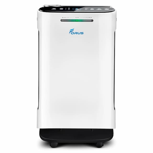 Forus Air Purifier with 5-Stage True HEPA, 7-Year Warranty, Anti-Bacterial, Carbon, Plasma, Ion Filters for Home, Office, Remote Control, Touch Sensor, Removes Dust, Allergens, Pet Dander, 1 Pc Air Purifier - Remot Control