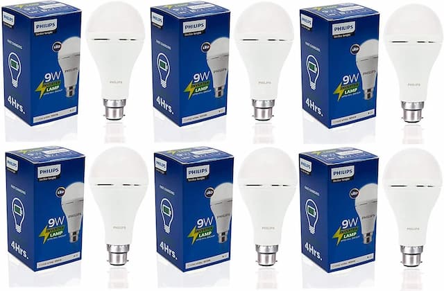 PHILIPS 9-Watts B22 LED White Bulb, Pack of 6 6 Count (Pack of 6) 9W