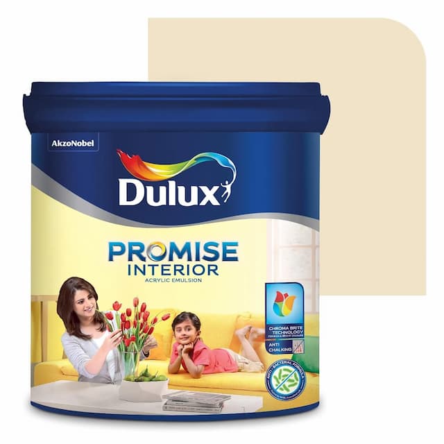 Dulux Promise Interior Emulsion Paint (1L, Popcorn) | Brighter & Longer-Lasting Colors | Rich Finish | Chroma Brite Technology | Anti-Chalk | Water-Based Acrylic Paint