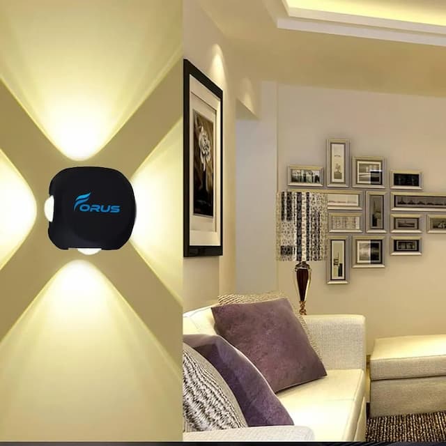 Forus LED 8W- 4 Way Wall Light with 3 Years Warranty Up Down Indoor & Outdoor Wall Light, IP65 Waterproof Light, Decoration Light, Wall Light for Bedroom Living Room, Warm White(Yellow), Aluminium