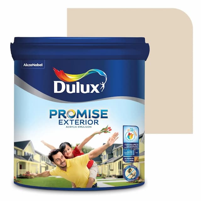 Dulux Promise Exterior Emulsion Paint (1L, Lightness Love) | Ideal for Exterior Walls | Smooth Finish | Anti-Peel & Anti-Crack | Long-Lasting Colors