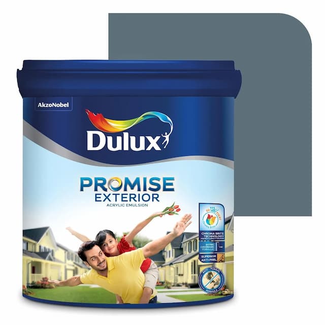 Dulux Promise Exterior Emulsion Paint (4L, Connecticut Blue) | Ideal for Exterior Walls | Smooth Finish | Anti-Peel & Anti-Crack | Long-Lasting Colors