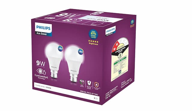 Philips 9-Watts Multipack B22 LED Cool Day White LED Bulb, Pack of 2, (Ace Saver)