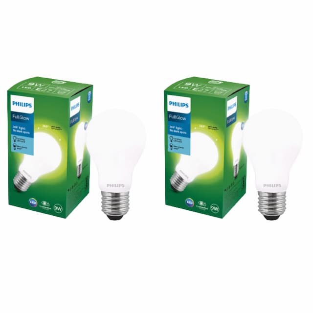 Philips Full Glow Energy Saver Filament Glass E27 LED Bulb | 9-watt, 825 Lumen Full Glow Frosted Diffused LED Bulb, Cool Daylight, Pack of 2