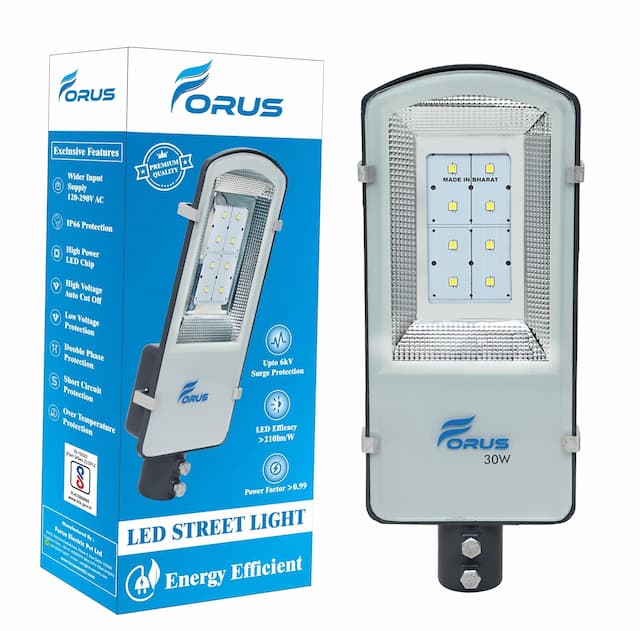 Forus LED Street Light 30W Waterproof 10 Years Warranty, Cool White Excellent Quality Street Light, Street Light 30 Watt LED for Home, Street Lights Outdoor, Street Lamp, LED Street Road Lights 1Pc