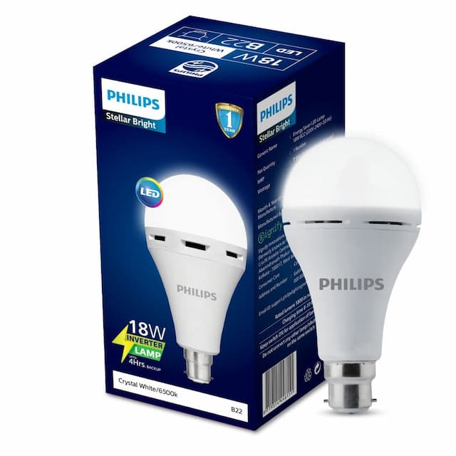 Philips 18W B22 LED Emergency Inverter Bulb (Crystal White, Pack of 1)